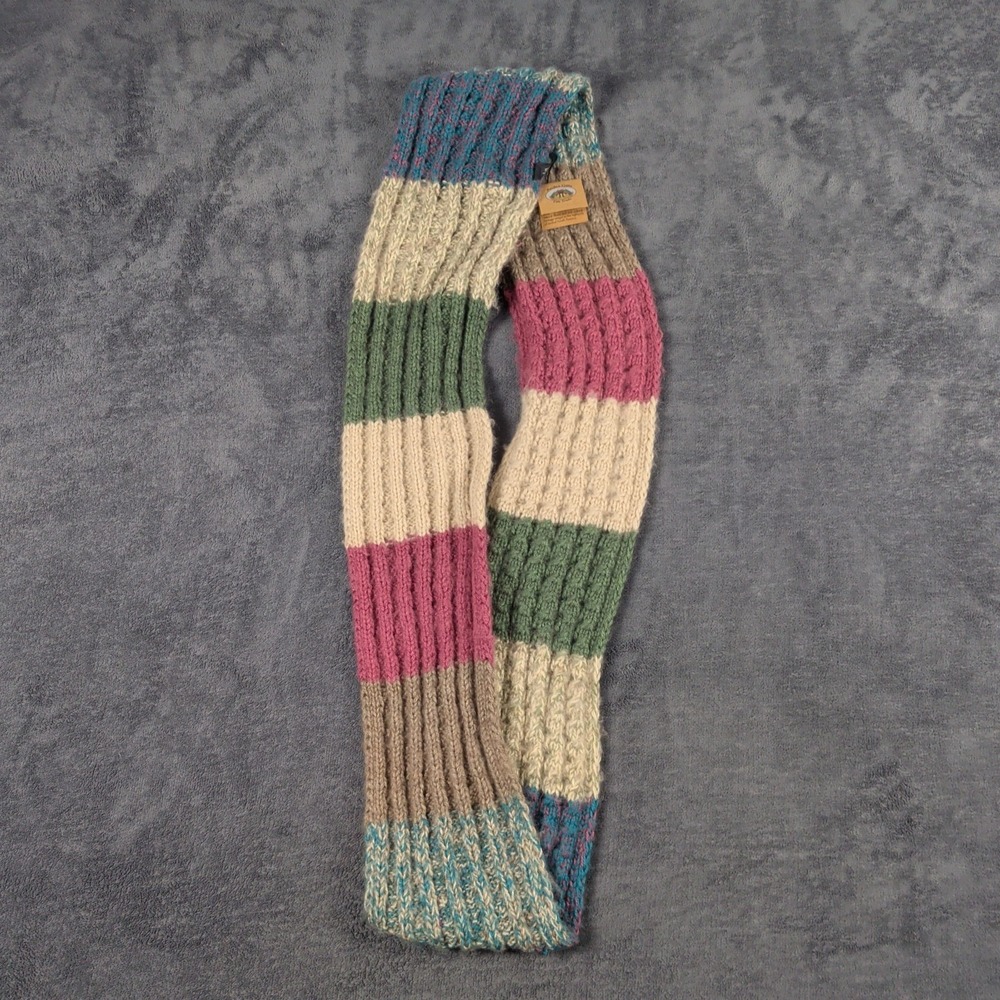 NWT Andes Gifts Hand Knit Funky Scarf Striped Acrylic & Alpaca Mix Multicolor